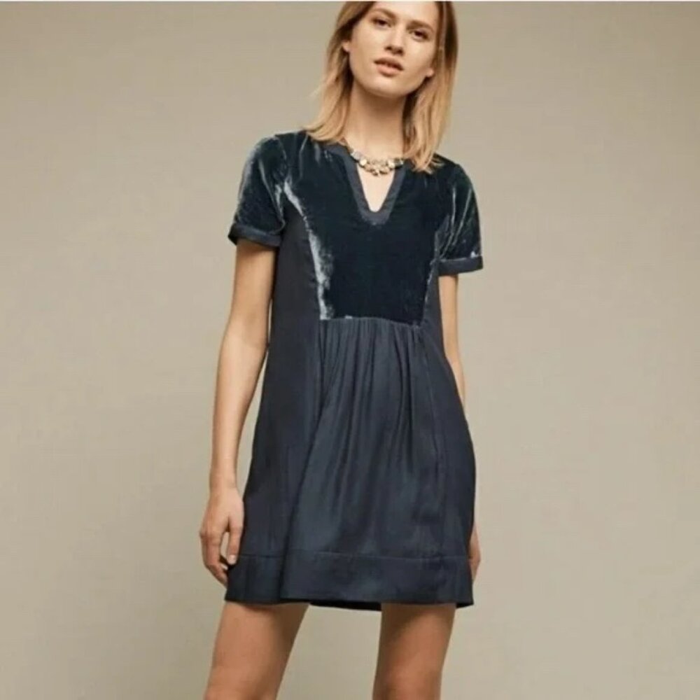 Anthropologie Maeve Ingrid Teal Babydoll Dress